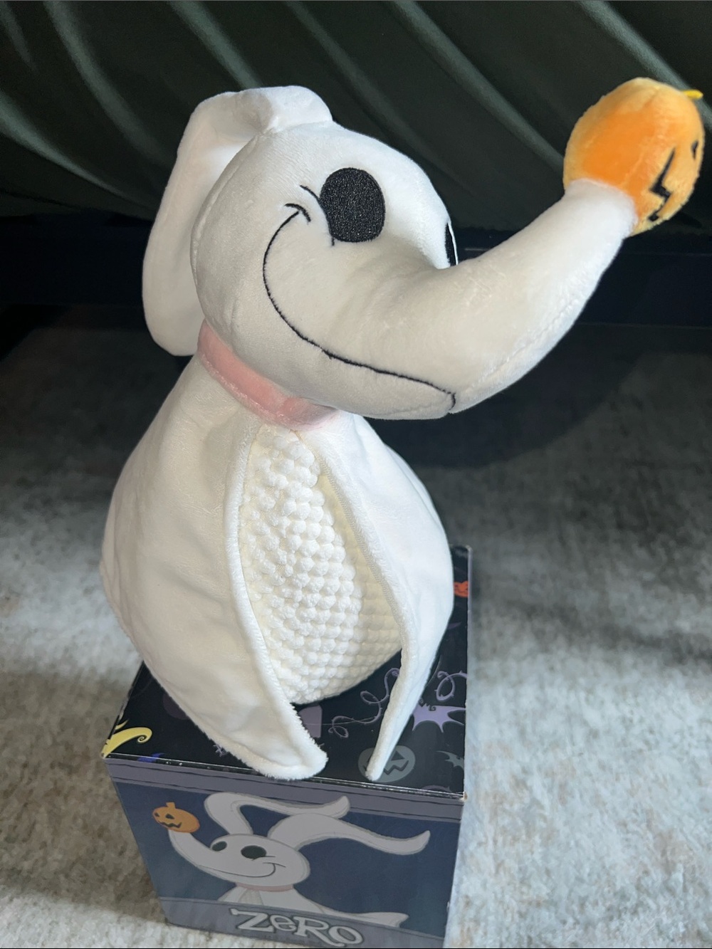 Zero the Ghost Dog Plush with Pumpkin